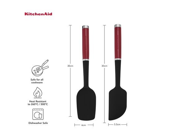 Лопатка кухонная KitchenAid Coreline для тіста, Набір 2 шт, 30 см, червоний (KQG437OHERE), изображение 4 Лопатка кухонная KitchenAid Coreline для тіста, Набір 2 шт, 30 см, червоний (KQG437OHERE), изображение 4