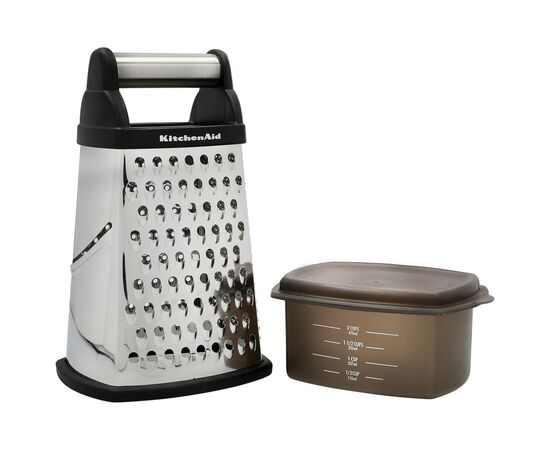 Терка KitchenAid Universal чотирьохстороння з контейнером, чорна (KQG300OSOBE), изображение 5 Терка KitchenAid Universal чотирьохстороння з контейнером, чорна (KQG300OSOBE), изображение 5