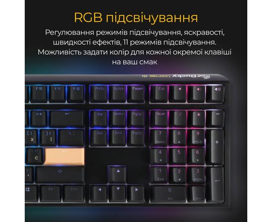 Клавіатура Ducky One 3 Cherry MX Silent Red RGB UA USB Black (DKON2108ST-SUAPXCLAWSC1), зображення 3 Клавіатура Ducky One 3 Cherry MX Silent Red RGB UA USB Black (DKON2108ST-SUAPXCLAWSC1), зображення 3