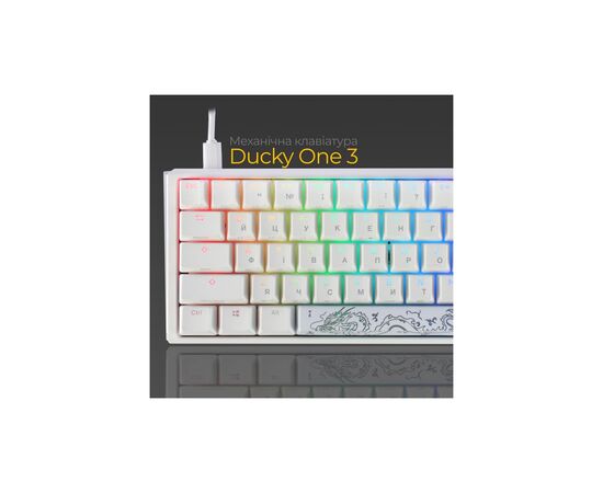 Клавиатура Ducky One 3 Mini Cherry MX Brown RGB UA USB White (DKON2161ST-BUAPXPWWWSC1), изображение 3 Клавиатура Ducky One 3 Mini Cherry MX Brown RGB UA USB White (DKON2161ST-BUAPXPWWWSC1), изображение 3
