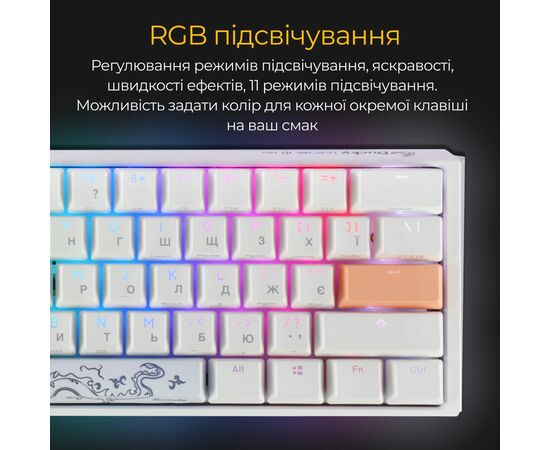 Клавиатура Ducky One 3 Mini Cherry MX Red RGB UA USB White (DKON2161ST-RUAPXPWWWSC1), изображение 3 Клавиатура Ducky One 3 Mini Cherry MX Red RGB UA USB White (DKON2161ST-RUAPXPWWWSC1), изображение 3