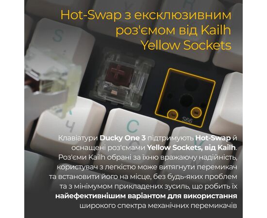 Клавиатура Ducky One 3 TKL Cherry MX Red UA USB Cream (DKON2187-RUAPXМAEGGC1), изображение 12 Клавиатура Ducky One 3 TKL Cherry MX Red UA USB Cream (DKON2187-RUAPXМAEGGC1), изображение 12