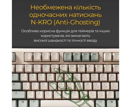 Клавиатура Ducky One 3 TKL Cherry MX Red UA USB Cream (DKON2187-RUAPXМAEGGC1), изображение 9 Клавиатура Ducky One 3 TKL Cherry MX Red UA USB Cream (DKON2187-RUAPXМAEGGC1), изображение 9
