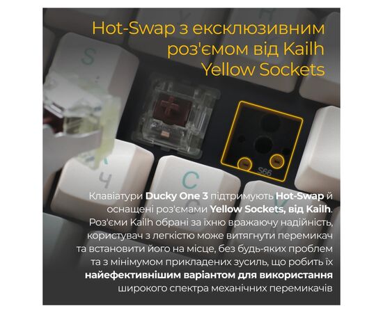 Клавіатура Ducky One 3 TKL Cherry MX Speed Silver UA USB Cream (DKON2187-PUAPXМAEGGC1), зображення 12 Клавіатура Ducky One 3 TKL Cherry MX Speed Silver UA USB Cream (DKON2187-PUAPXМAEGGC1), зображення 12