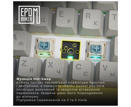 Клавиатура Epomaker EK68 65 Budgerigar V2 Switch Hot-Swap RGB Wireless/Bluetooth/USB UA Black (EK68-B-BV2), изображение 7 Клавиатура Epomaker EK68 65 Budgerigar V2 Switch Hot-Swap RGB Wireless/Bluetooth/USB UA Black (EK68-B-BV2), изображение 7