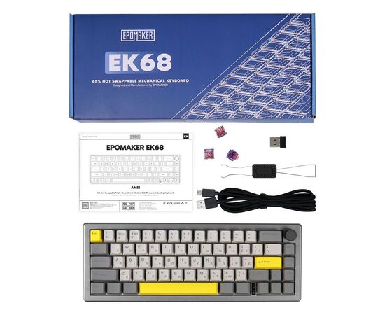 Клавіатура Epomaker EK68 65 Flamingo Switch Hot-Swap RGB Wireless/Bluetooth/USB UA Black (EK68-B-F), зображення 12 Клавіатура Epomaker EK68 65 Flamingo Switch Hot-Swap RGB Wireless/Bluetooth/USB UA Black (EK68-B-F), зображення 12