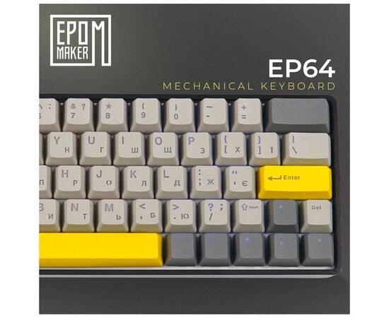 Клавиатура Epomaker EP64 60 Mulan Switch Hot-Swap RGB Wireless/Bluetooth/USB UA Black (EP64-B-M), изображение 6 Клавиатура Epomaker EP64 60 Mulan Switch Hot-Swap RGB Wireless/Bluetooth/USB UA Black (EP64-B-M), изображение 6