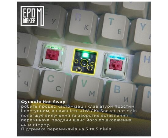 Клавиатура Epomaker EP64 60 Mulan Switch Hot-Swap RGB Wireless/Bluetooth/USB UA Black (EP64-B-M), изображение 9 Клавиатура Epomaker EP64 60 Mulan Switch Hot-Swap RGB Wireless/Bluetooth/USB UA Black (EP64-B-M), изображение 9