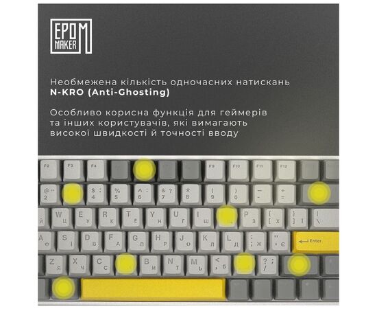Клавіатура Epomaker EP84 Plus 75 Wisteria Linear Switch Hot-Swap RGB Wireless/Bluetooth/USB UA White (EP84-W-WL), зображення 9 Клавіатура Epomaker EP84 Plus 75 Wisteria Linear Switch Hot-Swap RGB Wireless/Bluetooth/USB UA White (EP84-W-WL), зображення 9