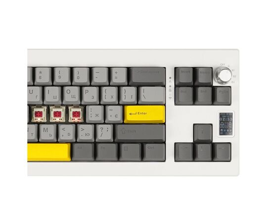 Клавіатура Epomaker Shadow-X 70 Mulan Switch Hot-Swap LCD Screen RGB Wireless/Bluetooth/USB UA White (SHX-W-M), зображення 2 Клавіатура Epomaker Shadow-X 70 Mulan Switch Hot-Swap LCD Screen RGB Wireless/Bluetooth/USB UA White (SHX-W-M), зображення 2