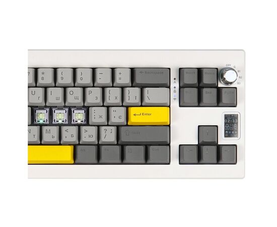 Клавиатура Epomaker Shadow-X 70 Wisteria Linear Switch Hot-Swap LCD Screen RGB Wireless/Bluetooth/USB UA White (SHX-W-WL), изображение 2 Клавиатура Epomaker Shadow-X 70 Wisteria Linear Switch Hot-Swap LCD Screen RGB Wireless/Bluetooth/USB UA White (SHX-W-WL), изображение 2