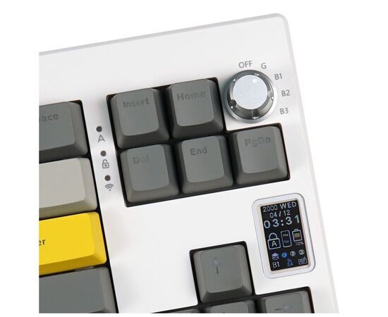 Клавиатура Epomaker Shadow-X 70 Wisteria Linear Switch Hot-Swap LCD Screen RGB Wireless/Bluetooth/USB UA White (SHX-W-WL), изображение 3 Клавиатура Epomaker Shadow-X 70 Wisteria Linear Switch Hot-Swap LCD Screen RGB Wireless/Bluetooth/USB UA White (SHX-W-WL), изображение 3
