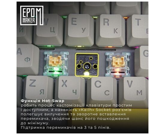 Клавіатура Epomaker TH80 Pro V2 75 Sea Salt Silent Switch Hot-Swap LCD Screen RGB Wireless/Bluetooth/USB UA Black (TH80-PROV2-B-SS), зображення 10 Клавіатура Epomaker TH80 Pro V2 75 Sea Salt Silent Switch Hot-Swap LCD Screen RGB Wireless/Bluetooth/USB UA Black (TH80-PROV2-B-SS), зображення 10