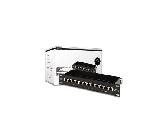 Патч-панель Digitus 10" 1U 12 портов cat.6 STP в сборе (DN-91612S), изображение 2 Патч-панель Digitus 10" 1U 12 портов cat.6 STP в сборе (DN-91612S), изображение 2