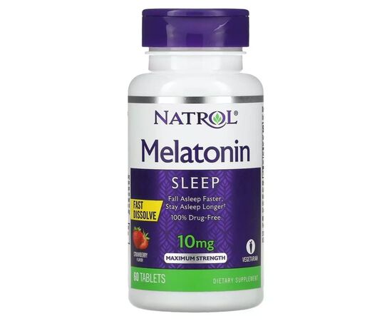 Аминокислота Natrol Мелатонин быстрорастворимый, 10 мг, вкус клубники, Melatonin (NTL-06211)