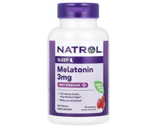 Аминокислота Natrol Мелатонин быстрорастворимый, 3 мг, вкус клубники, Melatonin, (NTL-07281)