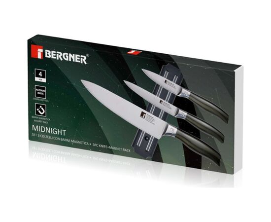 Набор ножей Bergner Midnight, 4 предмети, сталь SS2CR13NH (BG-39262-GR), изображение 6 Набор ножей Bergner Midnight, 4 предмети, сталь SS2CR13NH (BG-39262-GR), изображение 6