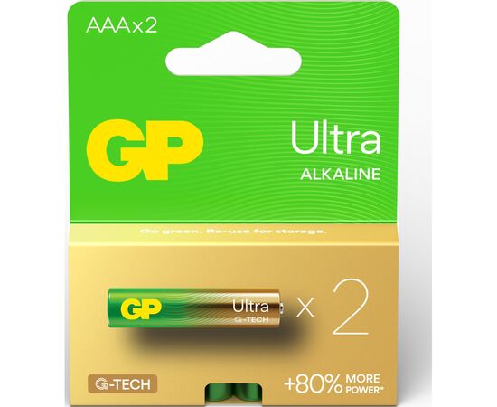 Батарейка Gp AAA LR03 ULTRA Alcaline * 2 (24AU21-SB2 / 4891199218101), изображение 2 Батарейка Gp AAA LR03 ULTRA Alcaline * 2 (24AU21-SB2 / 4891199218101), изображение 2