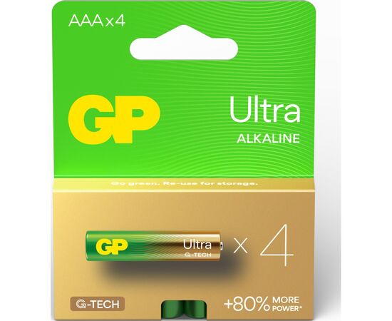 Батарейка Gp AAA LR03 Ultra Alkaline * 4 (24AU21-SB4 / 4891199218255), изображение 2 Батарейка Gp AAA LR03 Ultra Alkaline * 4 (24AU21-SB4 / 4891199218255), изображение 2