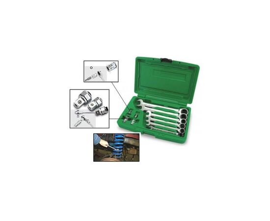 Ключ Toptul комбінований з тріскачкою 10шт. 8-19мм + перехідники (GAAI1004), зображення 2 Ключ Toptul комбінований з тріскачкою 10шт. 8-19мм + перехідники (GAAI1004), зображення 2