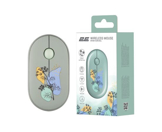 Мышка 2E MF300 FLORADILL Silent Wireless/Bluetooth Green (2E-MF300WFLORAGN), изображение 7 Мышка 2E MF300 FLORADILL Silent Wireless/Bluetooth Green (2E-MF300WFLORAGN), изображение 7