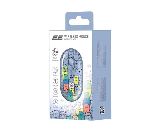 Мышка 2E MF300 PETSCATS Silent Wireless/Bluetooth Blue (2E-MF300WPETSBL), изображение 6 Мышка 2E MF300 PETSCATS Silent Wireless/Bluetooth Blue (2E-MF300WPETSBL), изображение 6