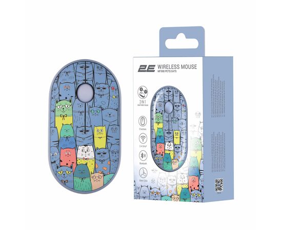 Мышка 2E MF300 PETSCATS Silent Wireless/Bluetooth Blue (2E-MF300WPETSBL), изображение 7 Мышка 2E MF300 PETSCATS Silent Wireless/Bluetooth Blue (2E-MF300WPETSBL), изображение 7