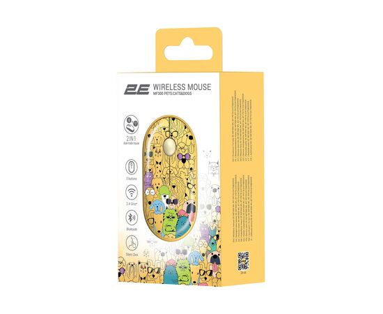 Мышка 2E MF300 PETSCATS&DOGS Silent Wireless/Bluetooth Yellow (2E-MF300WPETSYW), изображение 6 Мышка 2E MF300 PETSCATS&DOGS Silent Wireless/Bluetooth Yellow (2E-MF300WPETSYW), изображение 6