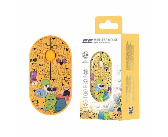 Мышка 2E MF300 PETSCATS&DOGS Silent Wireless/Bluetooth Yellow (2E-MF300WPETSYW), изображение 7 Мышка 2E MF300 PETSCATS&DOGS Silent Wireless/Bluetooth Yellow (2E-MF300WPETSYW), изображение 7