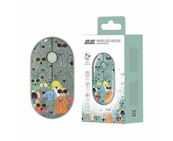 Мышка 2E MF300 PETSDOGS Silent Wireless/Bluetooth Green (2E-MF300WPETSGN), изображение 7 Мышка 2E MF300 PETSDOGS Silent Wireless/Bluetooth Green (2E-MF300WPETSGN), изображение 7