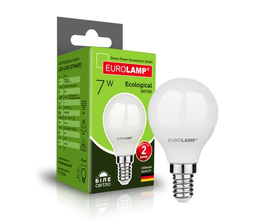 Лампочка Eurolamp LED ECO серия "P" G45 7W 700Lm E14 4000K (LED-G45-07144(P)), изображение 2 Лампочка Eurolamp LED ECO серия "P" G45 7W 700Lm E14 4000K (LED-G45-07144(P)), изображение 2