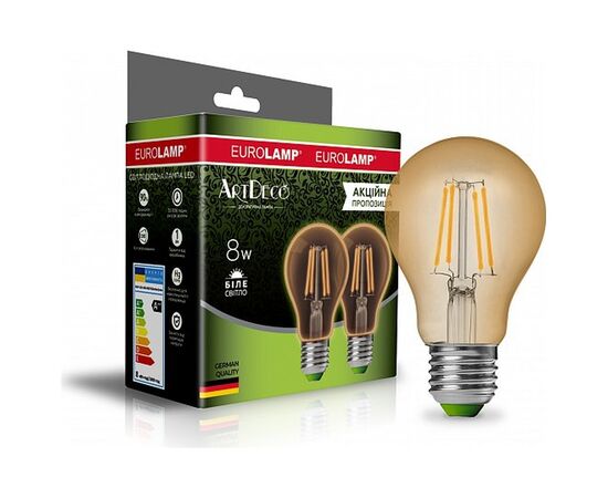 Лампочка Eurolamp LED А60 800 Lm E27 4000K 2шт (MLP-LED-A60-08274(Amber)new), изображение 2 Лампочка Eurolamp LED А60 800 Lm E27 4000K 2шт (MLP-LED-A60-08274(Amber)new), изображение 2