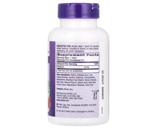 Аминокислота Natrol Мелатонин быстрорастворимый, 10 мг, вкус клубники, Melatonin (NTL-07150), изображение 2 Аминокислота Natrol Мелатонин быстрорастворимый, 10 мг, вкус клубники, Melatonin (NTL-07150), изображение 2