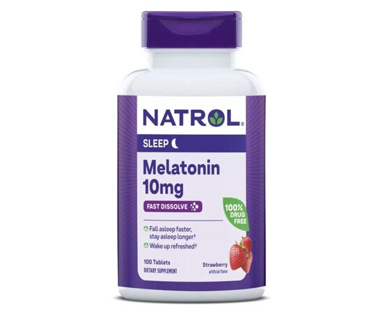 Амінокислота Natrol Мелатонін швидкорозчинний, 10 мг, смак полуниці, Melatonin (NTL-07150)