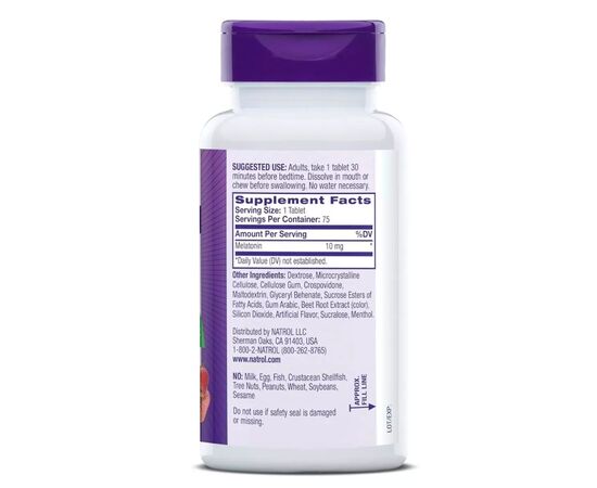 Аминокислота Natrol Мелатонин быстрорастворимый, 10 мг, вкус клубники, Melatonin (NTL07164), изображение 2 Аминокислота Natrol Мелатонин быстрорастворимый, 10 мг, вкус клубники, Melatonin (NTL07164), изображение 2