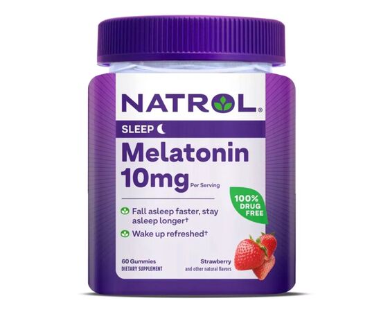 Аминокислота Natrol Мелатонин, 10 мг, вкус клубники, Melatonin, 60 жевательных кон (NTL07586)