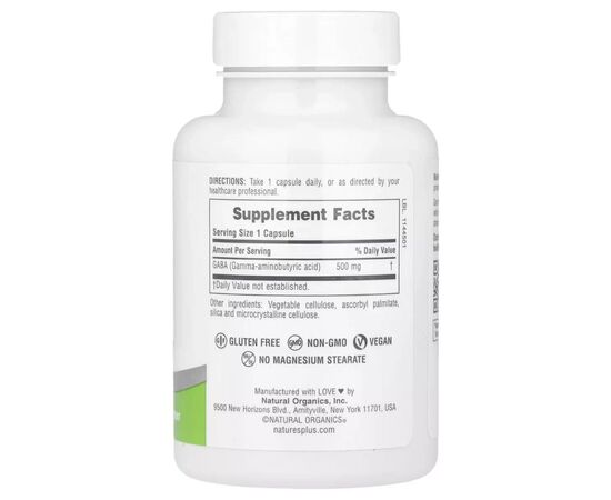 Аминокислота Natures Plus GABA (Гамма-Аминомасляная Кислота), 500 мг, PRO GABA, 60 капсул (NAP-05170), изображение 2 Аминокислота Natures Plus GABA (Гамма-Аминомасляная Кислота), 500 мг, PRO GABA, 60 капсул (NAP-05170), изображение 2