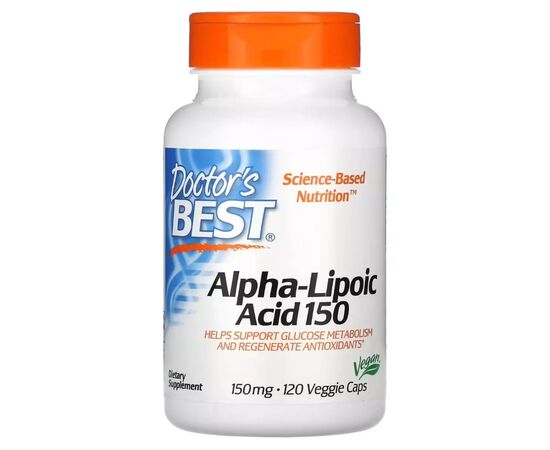 Антиоксидант Doctor's Best Альфа-Ліпоєва кислота, 150 мг, Alpha-Lipoic Acid, 120 вегетаріанс (DRB-00104)