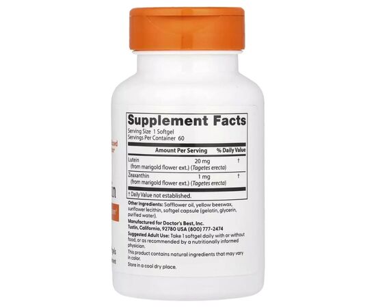 Антиоксидант Doctor's Best Лютеин, 20 мг, Lutein, 60 капсул (DRB-00192), изображение 2 Антиоксидант Doctor's Best Лютеин, 20 мг, Lutein, 60 капсул (DRB-00192), изображение 2