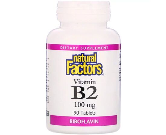 Витамин Natural Factors Витамин В2, Рибофлавин, 100 мг, 90 Таблеток (NFS-01215)