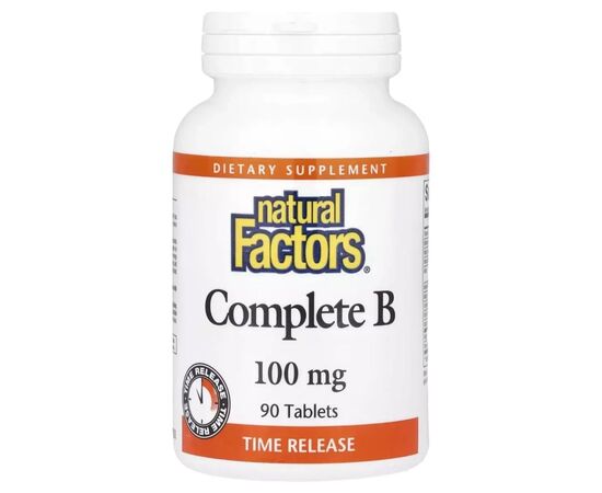 Витамин Natural Factors Комплекс витаминов группы B, 100 мг, Complete B, 90 таблеток (NFS-01141)