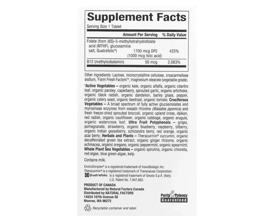 Витамин Natural Factors Метилфолат, 1000 мкг, BioCoenzymated, Methylfolate, 60 таблеток (NFS-01241), изображение 2 Витамин Natural Factors Метилфолат, 1000 мкг, BioCoenzymated, Methylfolate, 60 таблеток (NFS-01241), изображение 2
