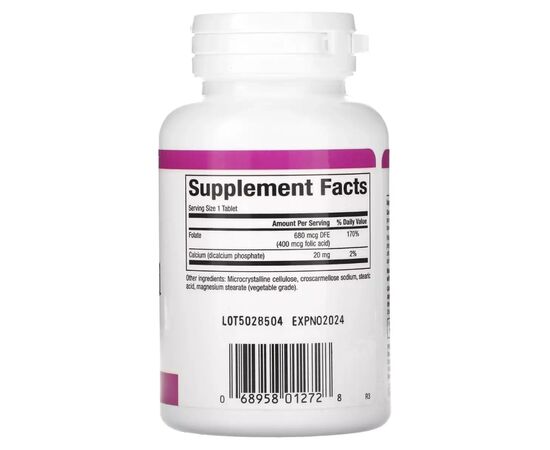 Витамин Natural Factors Фолиевая кислота, 400 мкг, Folic Acid, 90 таблеток (NFS-01272), изображение 2