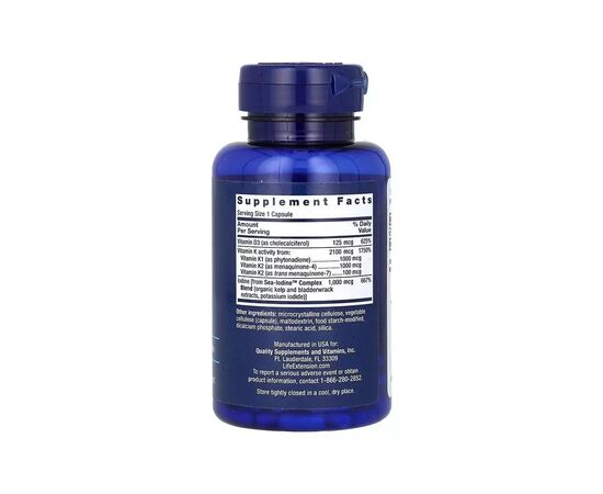 Витамин Life Extension Витамин D и K с морским йодом, Vitamins D and K with Sea-Iodine, 60 капсу (LEX-20406), изображение 2 Витамин Life Extension Витамин D и K с морским йодом, Vitamins D and K with Sea-Iodine, 60 капсу (LEX-20406), изображение 2
