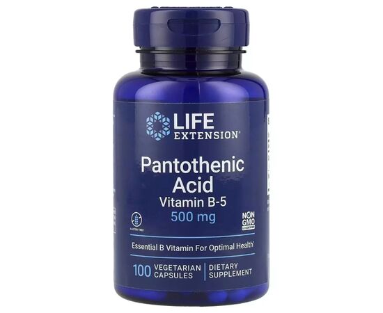 Витамин Life Extension Пантотеновая кислота, Витамин B5, 500 мг, Pantothenic Acid, 100 вег (LEX-20281)