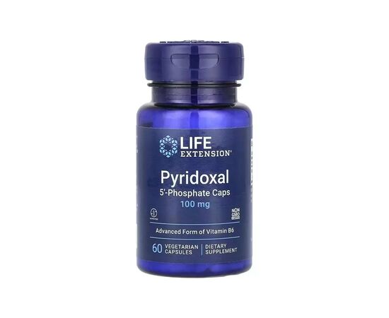Витамин Life Extension Пиридоксаль 5''-фосфат, Витамин B6, 100 мг, Pyridoxal 5''-Phosphate Caps, 6 (LEX-12176)