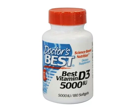 Витамин Doctor's Best Витамин D3, 5000 МЕ, Vitamin D3, 180 вегетарианских капсул (DRB00536)