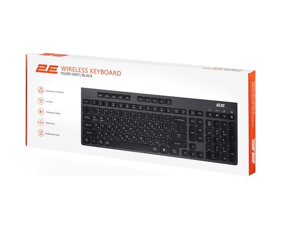 Клавиатура 2E KS280 Wireless/Bluetooth Black-Gray (2E-KS280WBGR_UA), изображение 11 Клавиатура 2E KS280 Wireless/Bluetooth Black-Gray (2E-KS280WBGR_UA), изображение 11