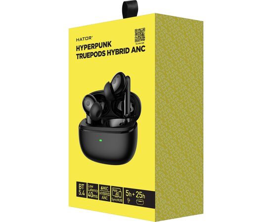 Наушники Hator Truepods Hybrid ANC Black (HTA431), изображение 5 Наушники Hator Truepods Hybrid ANC Black (HTA431), изображение 5