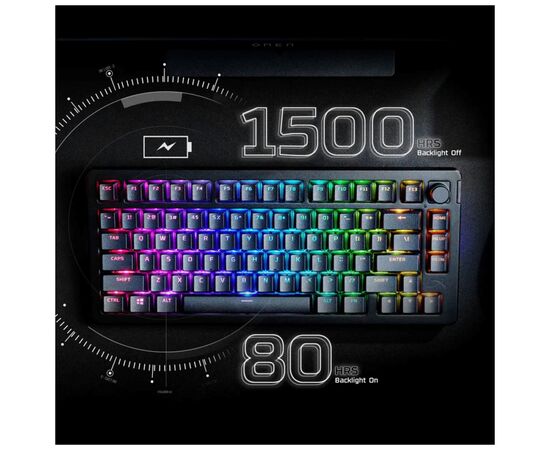Клавиатура HyperX Alloy Rise 75 PBT HX Red Wireless UA Black (91Y91AA), изображение 6 Клавиатура HyperX Alloy Rise 75 PBT HX Red Wireless UA Black (91Y91AA), изображение 6